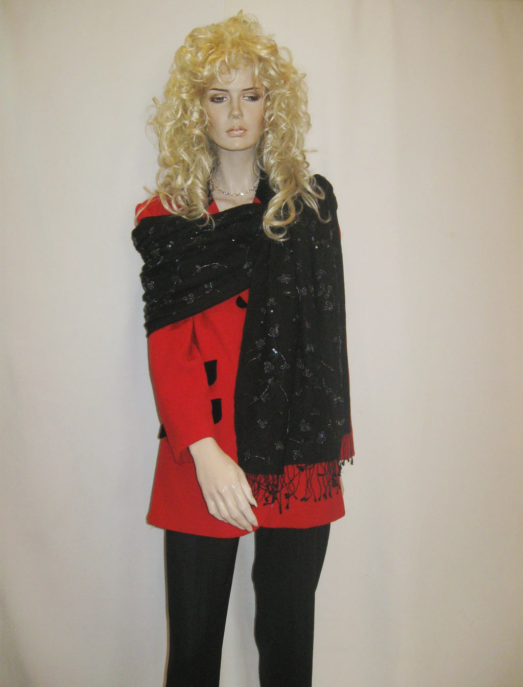 Beaded Shawl/Beaded Scarf/Sequin Shawl/Fancy Scarf/Fancy Shawl/Evening Shawl/Pashmina Shawl/Pashmina Scarf/Scarf/Scarves/Shawl/Shawls/Stole/Wrap - Black/ Black (B-16)
