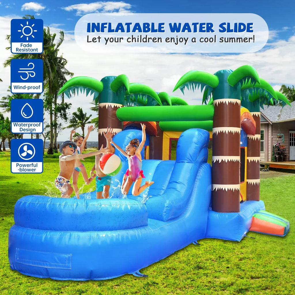 GOOSH 12 ft x 22 ft InfLatitudeable Bounce House with Water Slide and Air Blower, Commercial Bounce House Water Slide for Backyard Outdoor Fun, InfLatitudeable Water Slide Bounce House with Fun Bouncy Area
