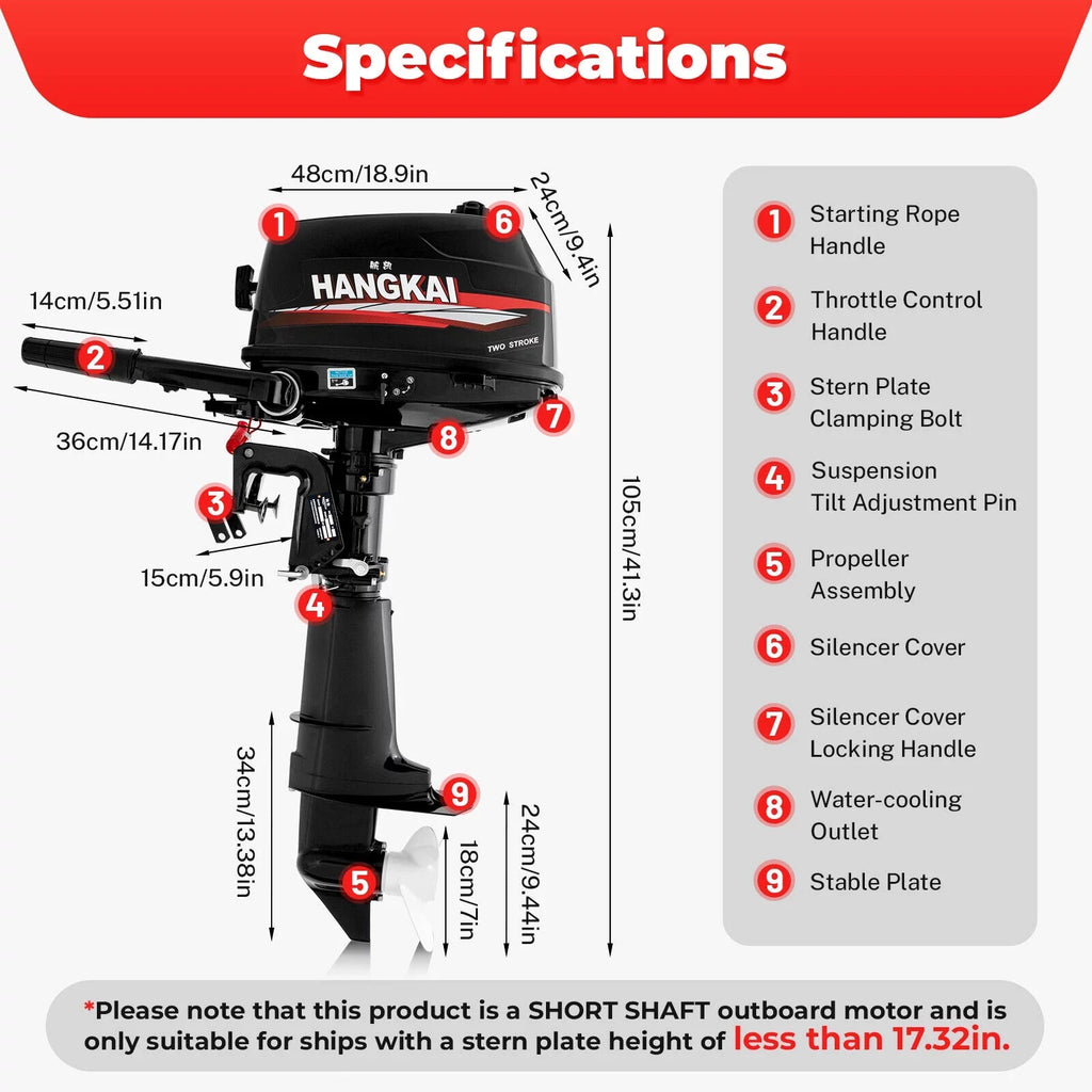 CNCEST Outboard Motor 6 Hp 2-Stroke InfLatitudeable Fishing Boat Motor Engine Water Cooling System