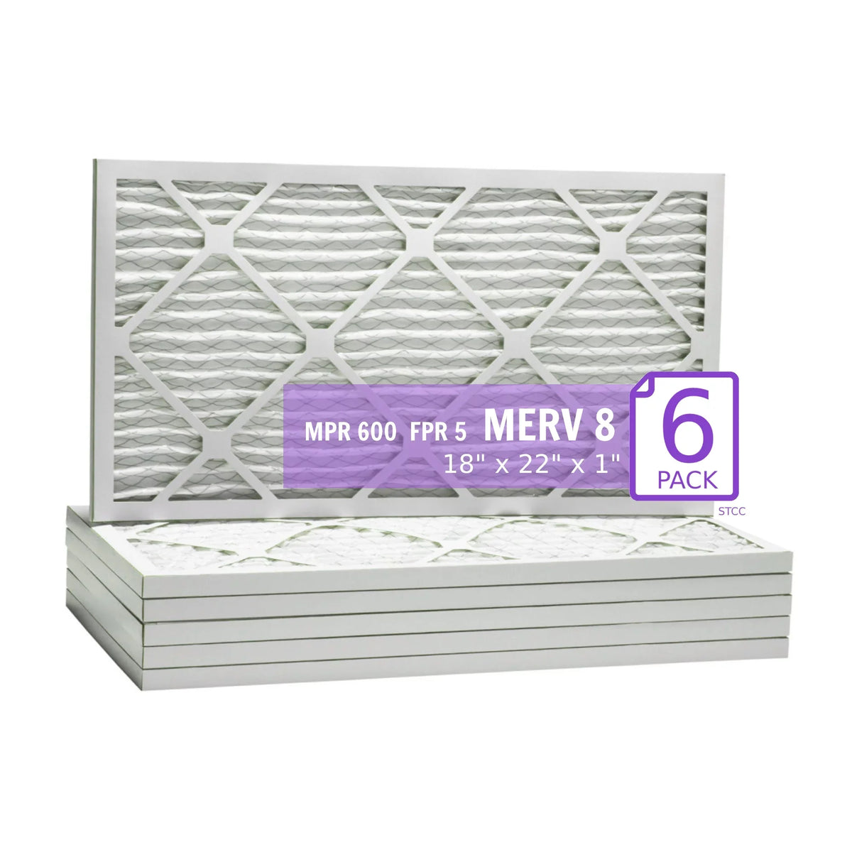18x22x1, PuroLatitudeor DMK80 Extended Surface Pleated Air Filter, Mechanical MERV 8, (6 Pack)