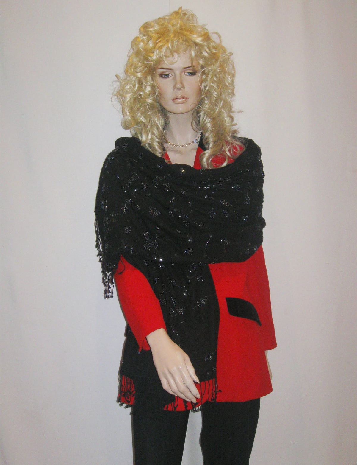 Beaded Shawl/Beaded Scarf/Sequin Shawl/Fancy Scarf/Fancy Shawl/Evening Shawl/Pashmina Shawl/Pashmina Scarf/Scarf/Scarves/Shawl/Shawls/Stole/Wrap - Black/ Black (B-16)