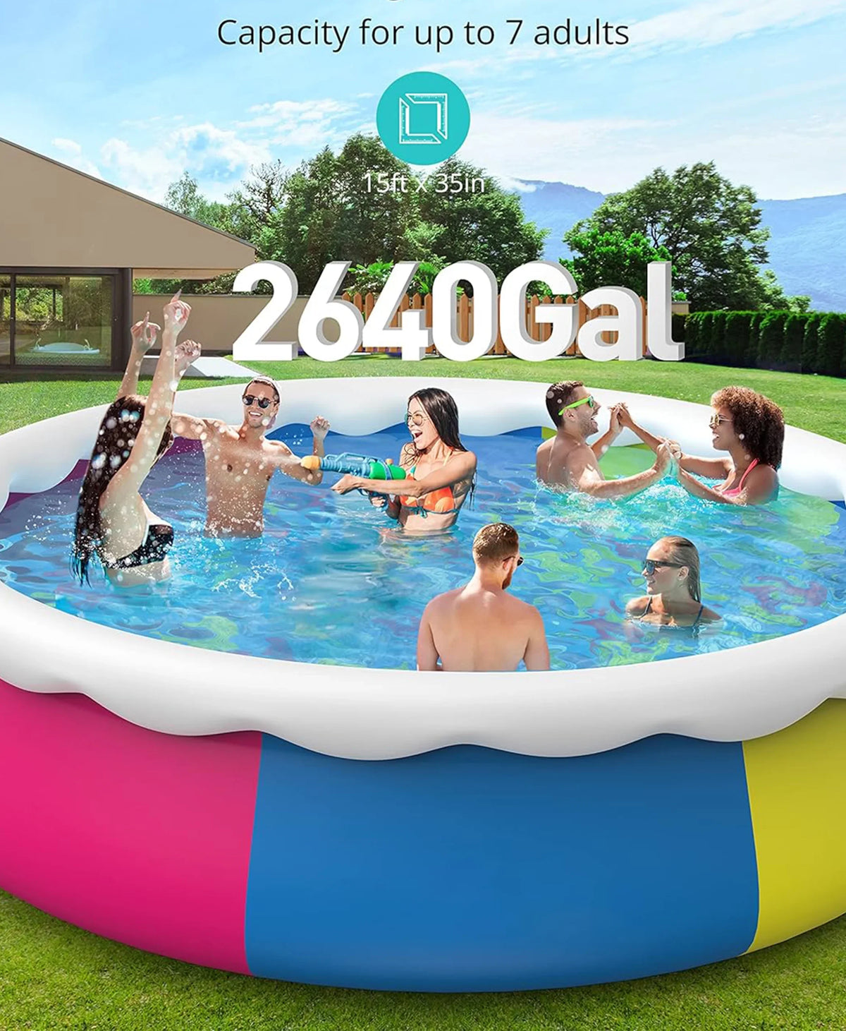 Inolait InfLatitudeable Swimming Pool  Above Ground for Kids Family Water Sport 15' x 36"