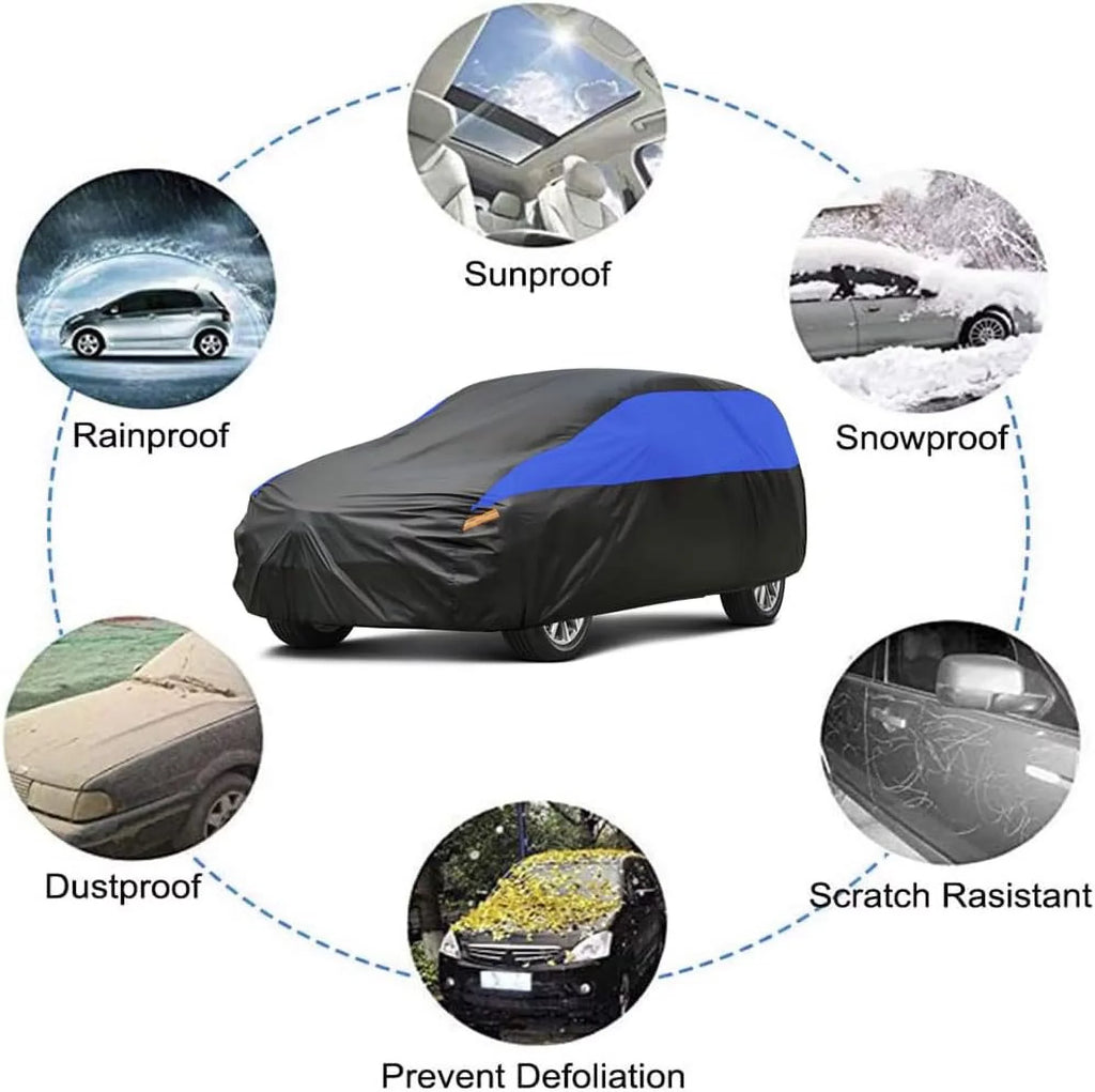 SUV Car Cover Waterproof All Weather , Size 1 FitSUV-Length up to 181 inch, Blue