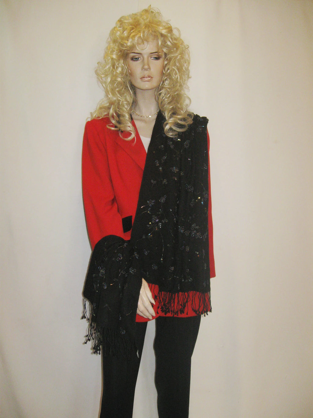 Beaded Shawl/Beaded Scarf/Sequin Shawl/Fancy Scarf/Fancy Shawl/Evening Shawl/Pashmina Shawl/Pashmina Scarf/Scarf/Scarves/Shawl/Shawls/Stole/Wrap - Black/ Black (B-16)
